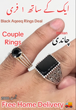 Couple Rings Deal -Black Aqeeq Rings